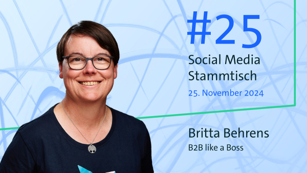 Ankündigungsbild für den Social Media Stammtisch #24 mit Britta Behrens